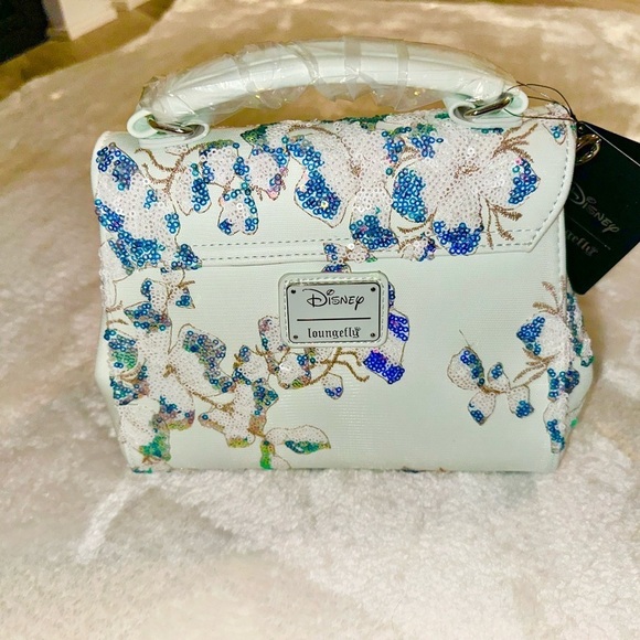 Loungefly Disney Alice in Wonderland Alice & Dinah Floral Sequin Handbag New - Picture 7 of 15